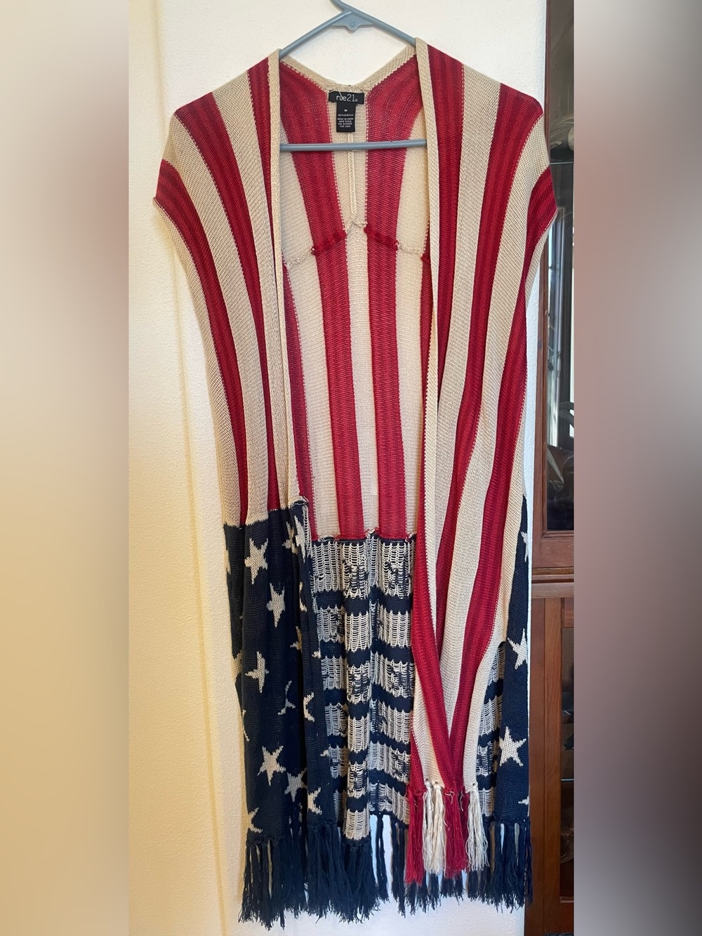 Rue21 Red, White & Blue Stars & Stripes Knit Kimono